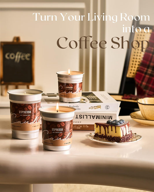 M&SENSE Espresso Candles Black Coffee 12.3oz – candle with latte art lid