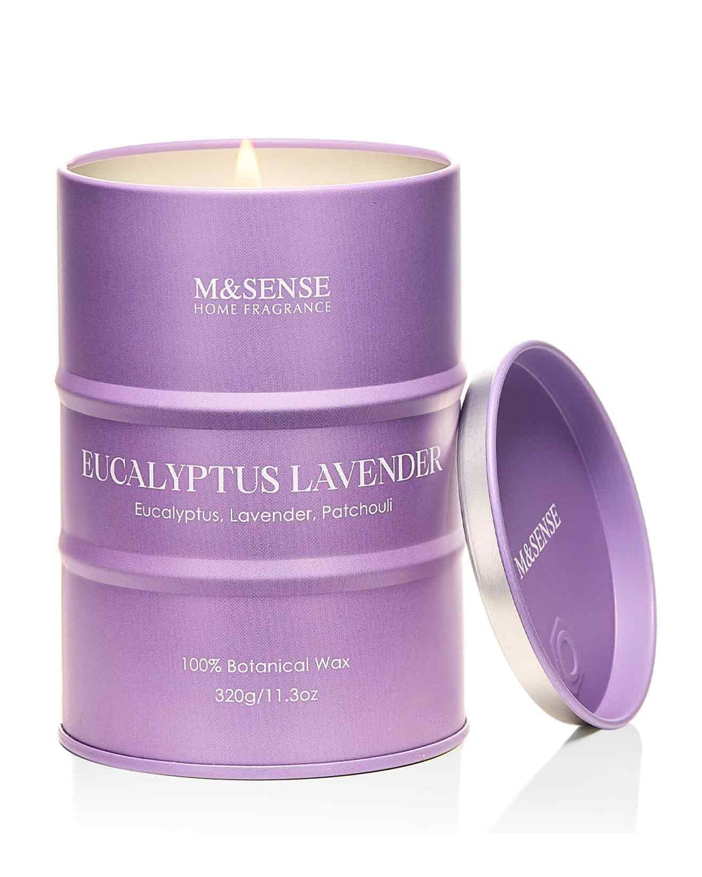 M&SENSE Eucalyptus Lavender scented candle in a reusable tin