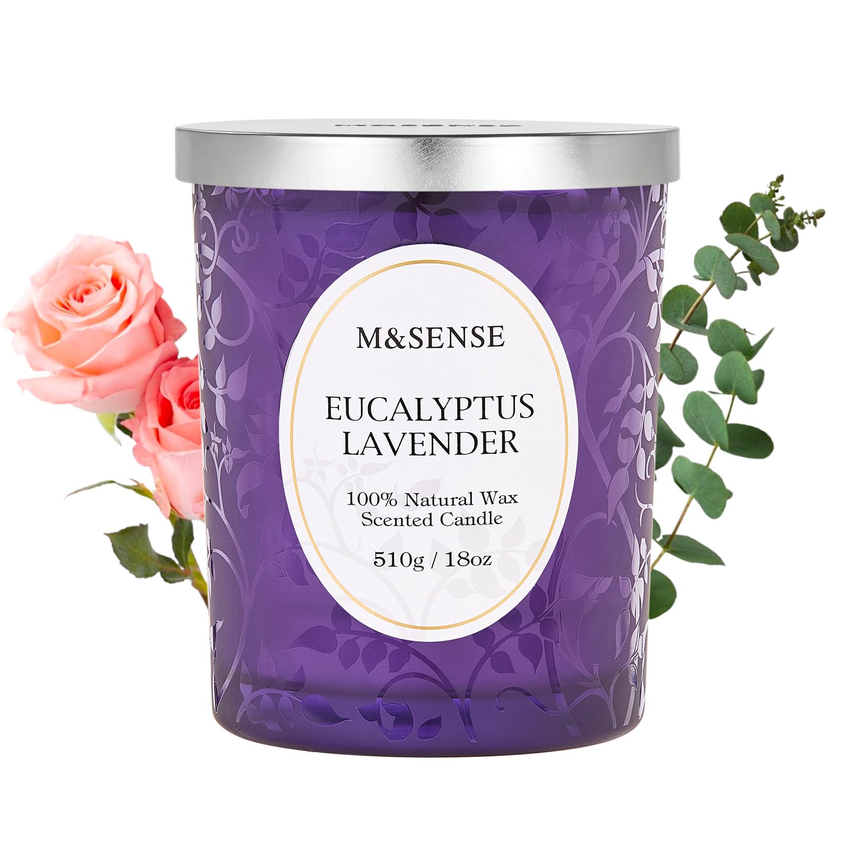Botanical-inspired design on the candle jar