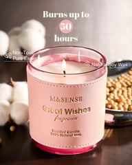 Candle with leather sleeve displayed in modern home decor