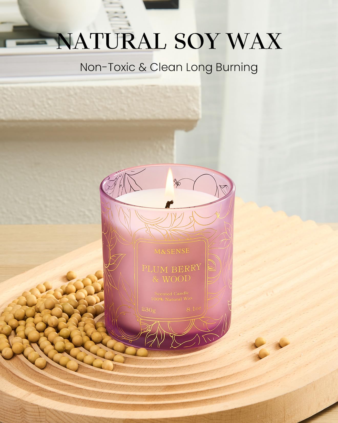 Close-up of wick and melted soy wax on M&SENSE Fresh Melon candle