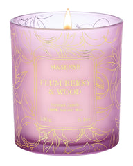 Front view of M&SENSE Fresh Melon wooden soy candle in a gold-foil jar