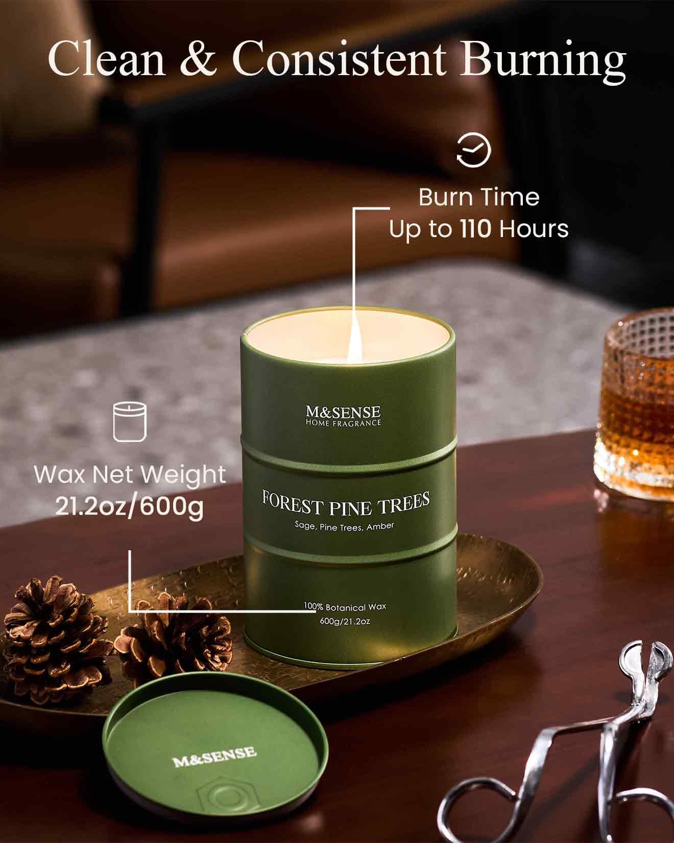 Room filling pine fragrance creating a relaxing atmosphere
