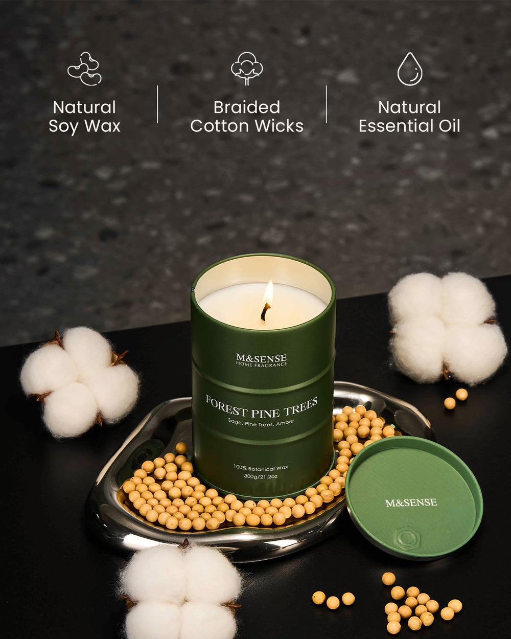 Gift-ready packaging for M&SENSE Frosted Pine candle