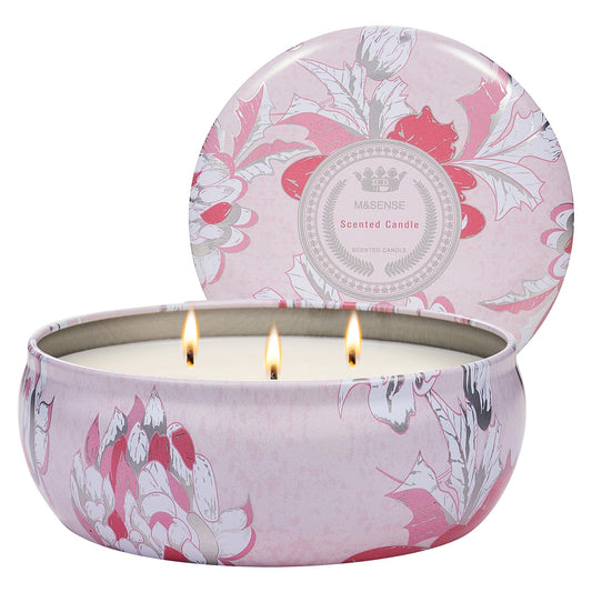 Front view of M&SENSE Fruity Rainbow 3-Wick Soy Tin Candle