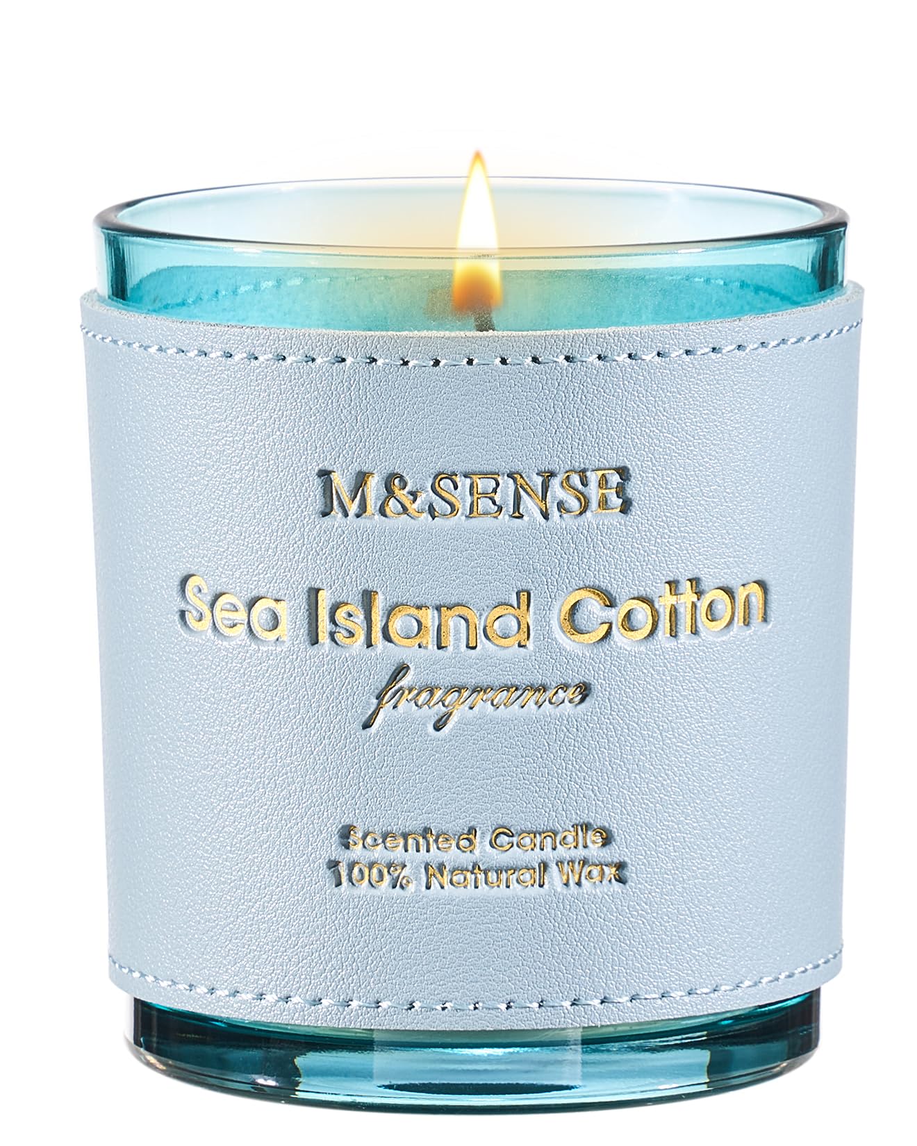 M&SENSE Green Floral Musky Scented Candle in 10oz jar with vegan soy wax