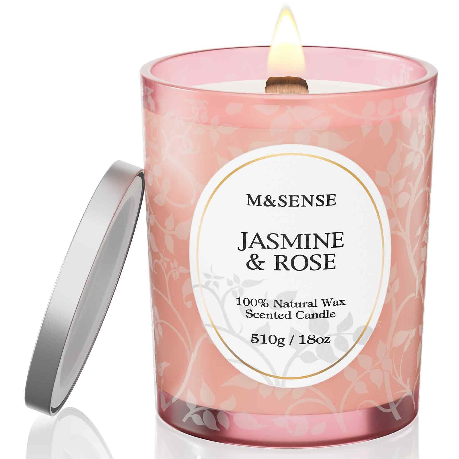 M&SENSE Jasmine Rose candle in an 18oz matte jar
