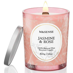 M&SENSE Jasmine Rose candle in an 18oz matte jar