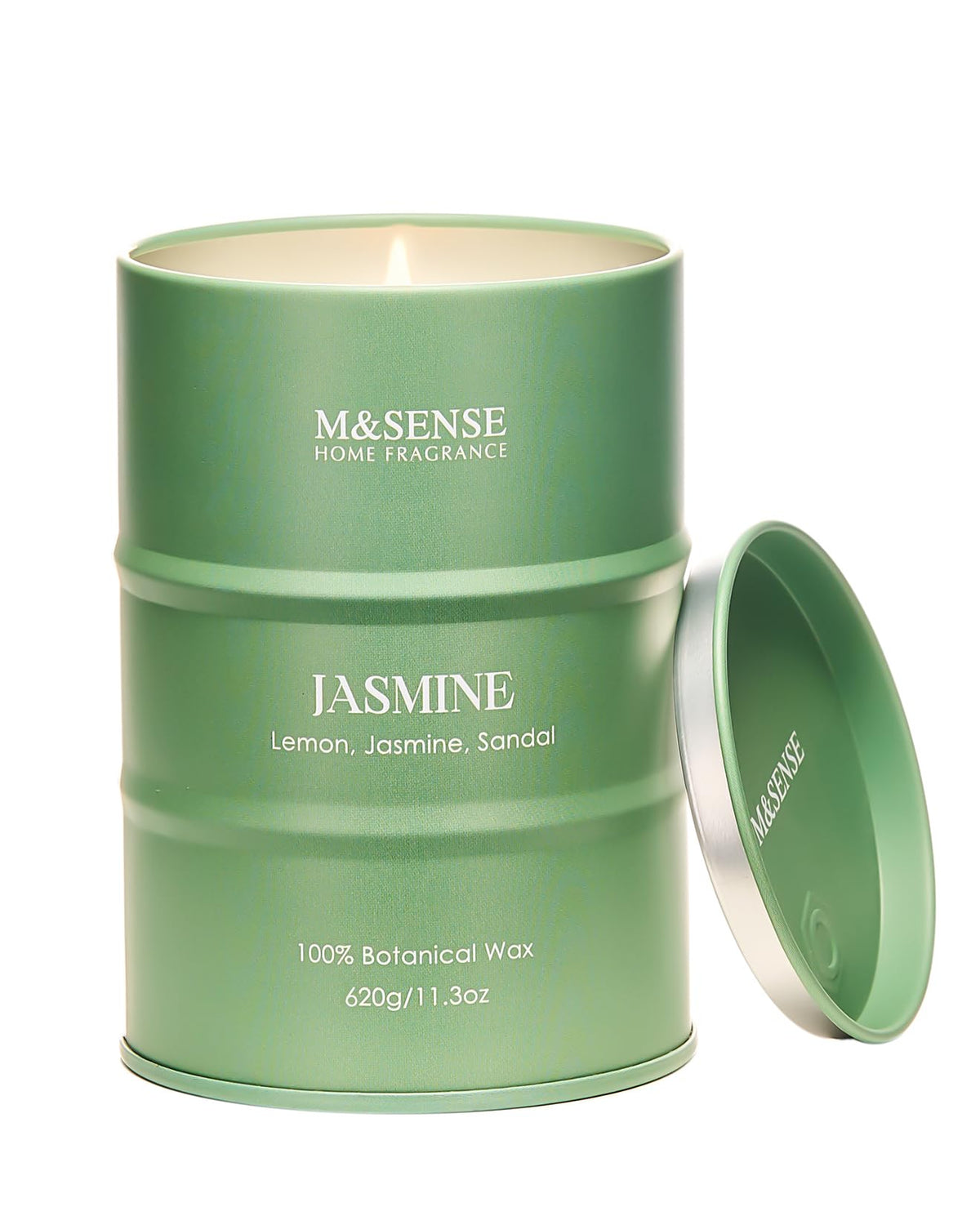 Front view of M&SENSE Jasmine Scented Candle in a gift-ready tin (21.2oz)
