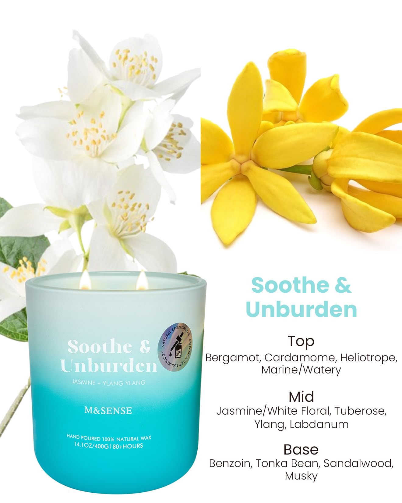 Close-up of Jasmine & YlangYlang candle burn