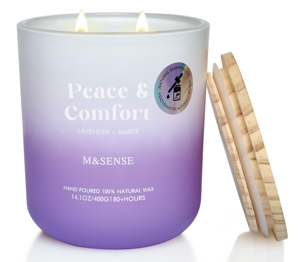 M&SENSE Lavender Amber Candle in reusable glass jar