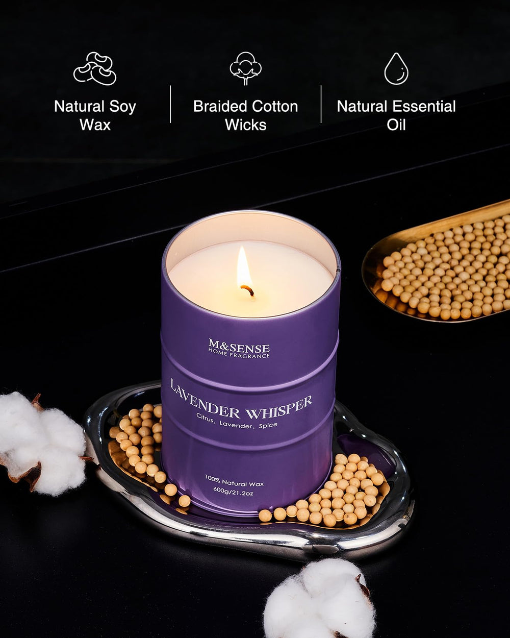 Candle burning with a steady flame in a calm room