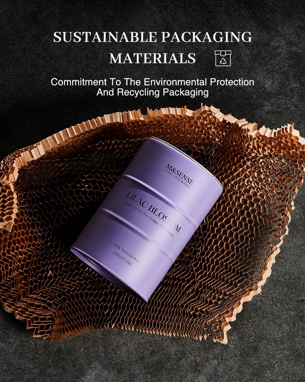 Sustainable packaging with recycled honeycomb paper and cardboard box