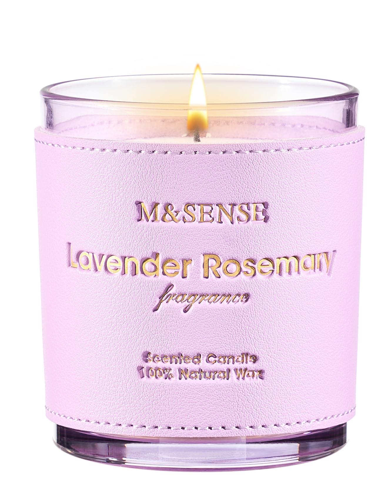 M&SENSE Lavender Rosemary 10oz vegan soy candle in glass jar