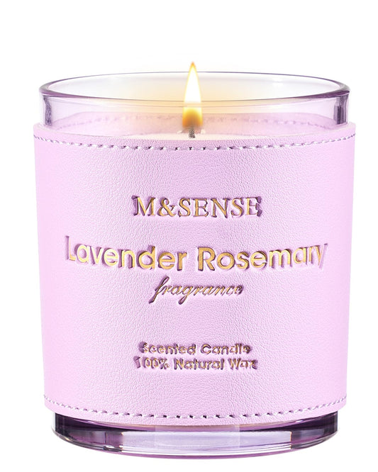M&SENSE Lavender Rosemary 10oz vegan soy candle in glass jar