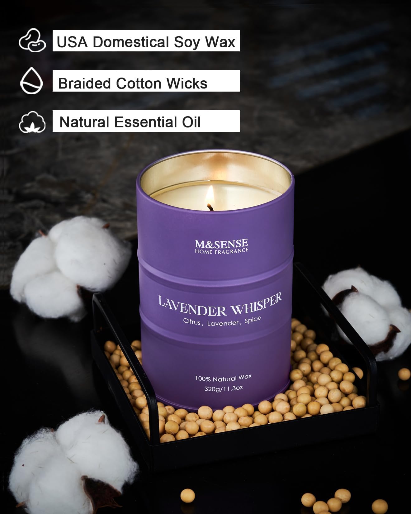 Lead-free cotton wick detail