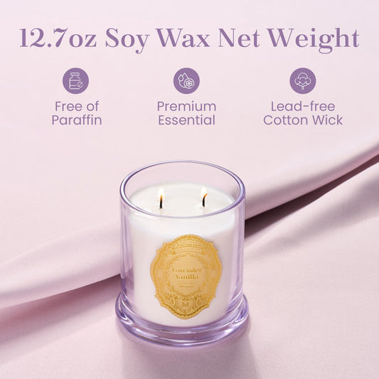 Side angle showing the 12.7oz jar with two wicks