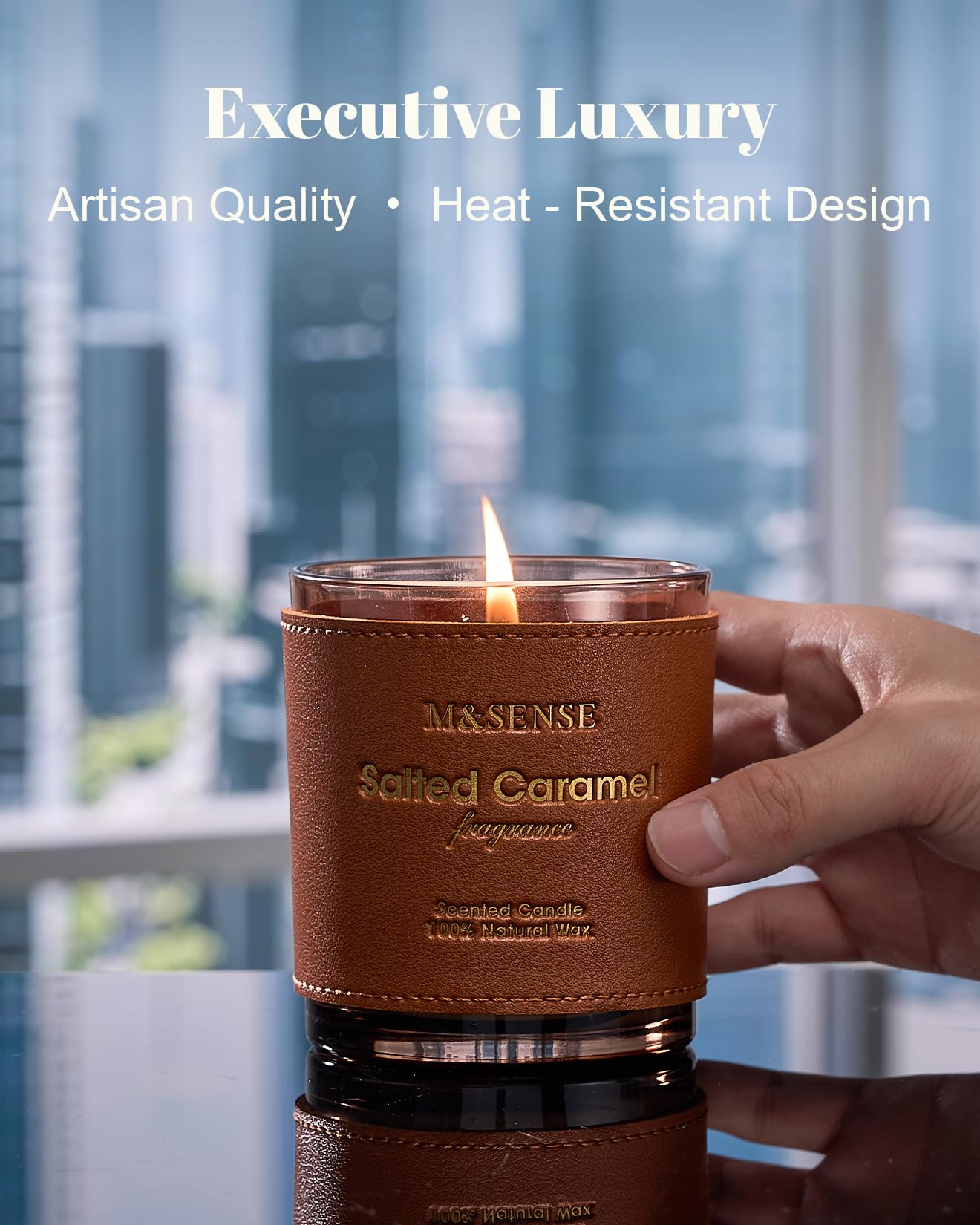Detachable leather sleeve cover for candle