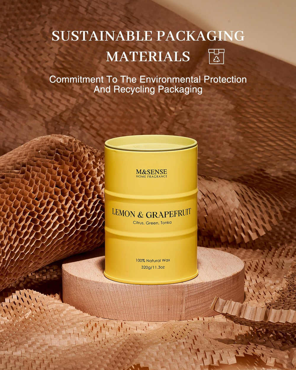 Ingredients and natural wax composition of M&SENSE Lemon Candle