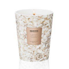 M&SENSE Lemon Vanilla Scented Candle in marble jar - front view
