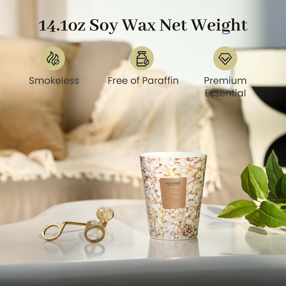 Elegant marble textured jar candle for home decor