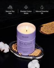 Front view of the M&SENSE Lilac Blossom 21oz candle
