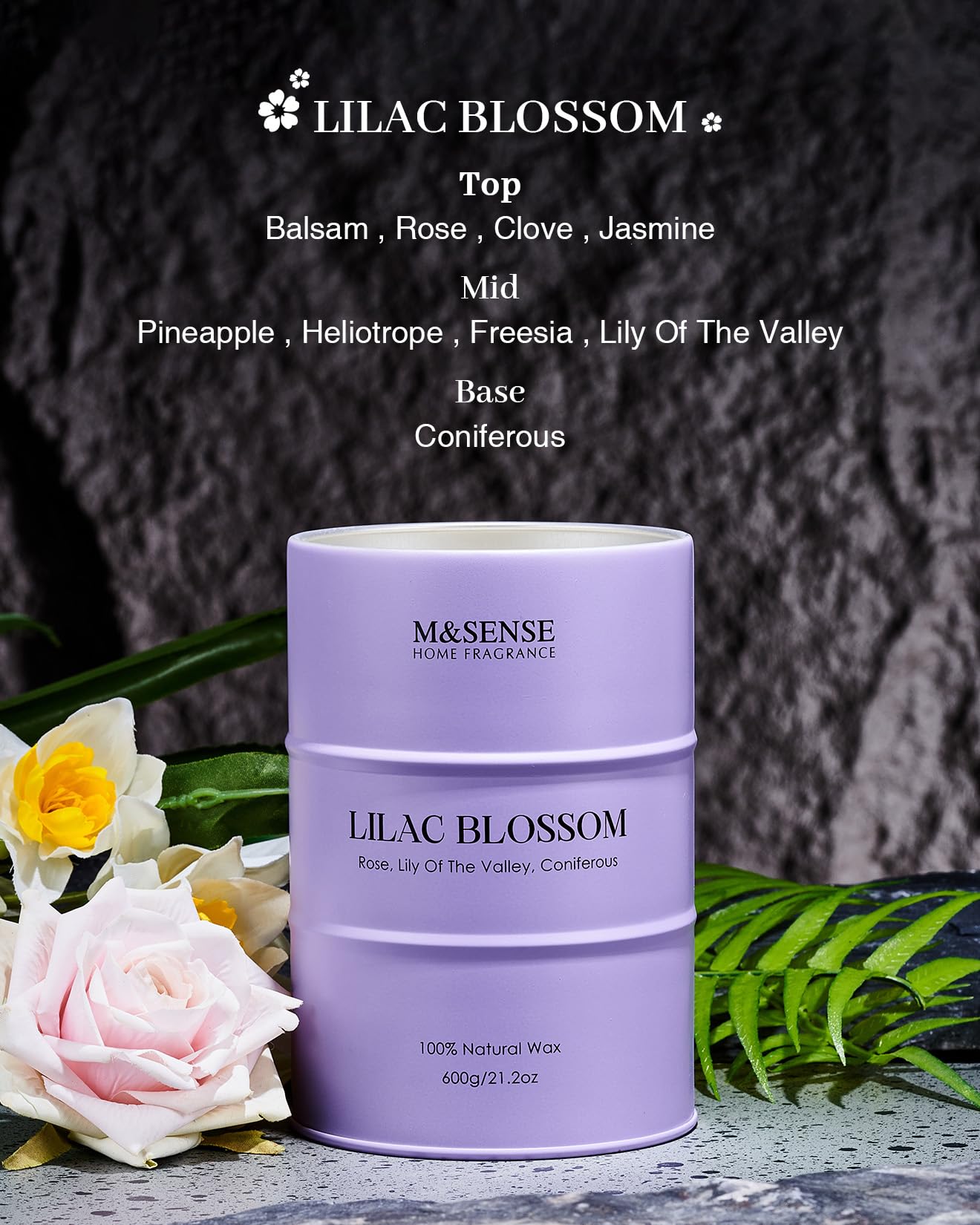 Gift box packaging for M&SENSE Lilac Blossom candle