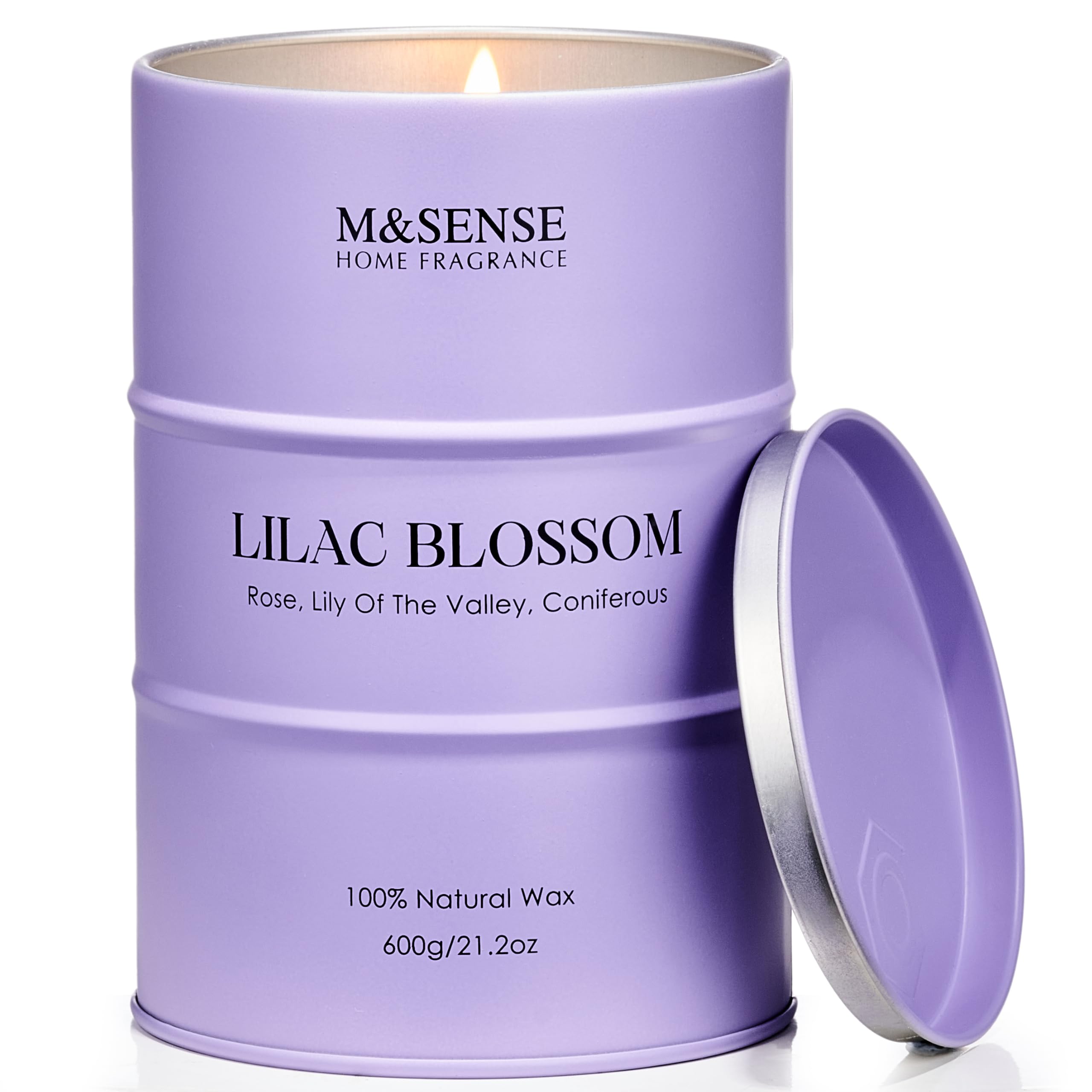 Close-up view of Lilac Blossom soy-palm wax candle surface