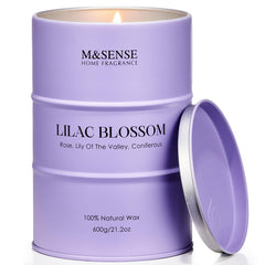 Close-up view of Lilac Blossom soy-palm wax candle surface