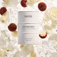 M&SENSE Litchi Fizzy candle side view