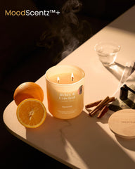 Candle burning with steady flame for long-lasting scent