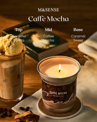 Decorative latte art dust cover on Mocha Coffee Candle