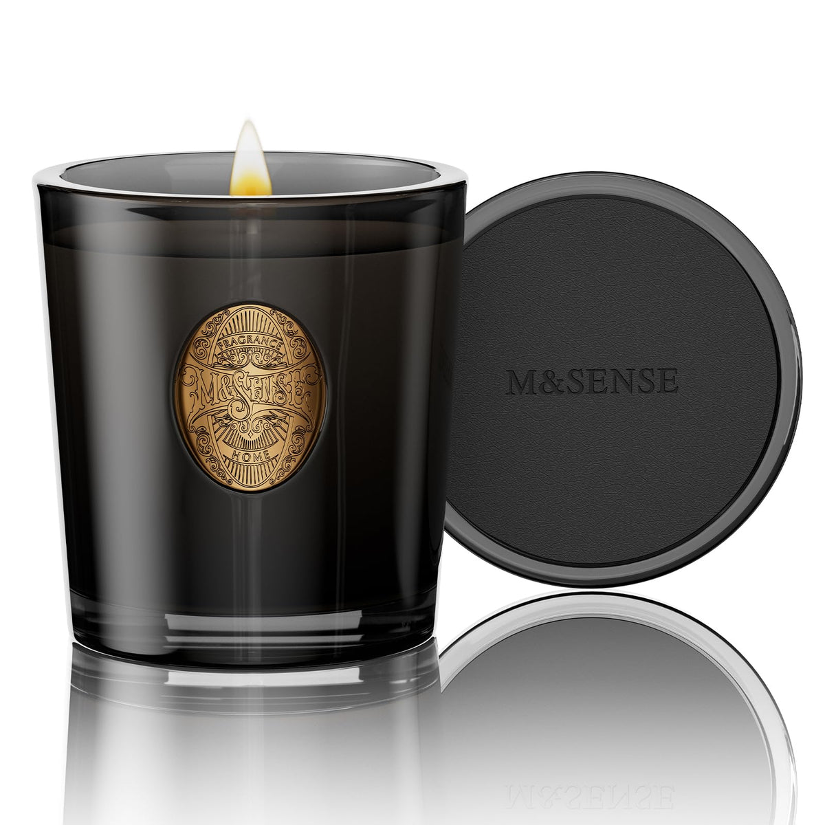 M&SENSE Natural Soy Candle in Crisp Chill & Black, 9.2 oz, 50-hour burn time