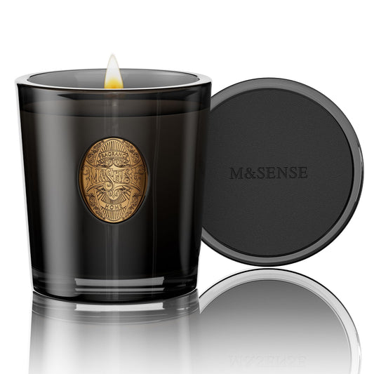 M&SENSE Natural Soy Candle in Crisp Chill & Black, 9.2 oz, 50-hour burn time