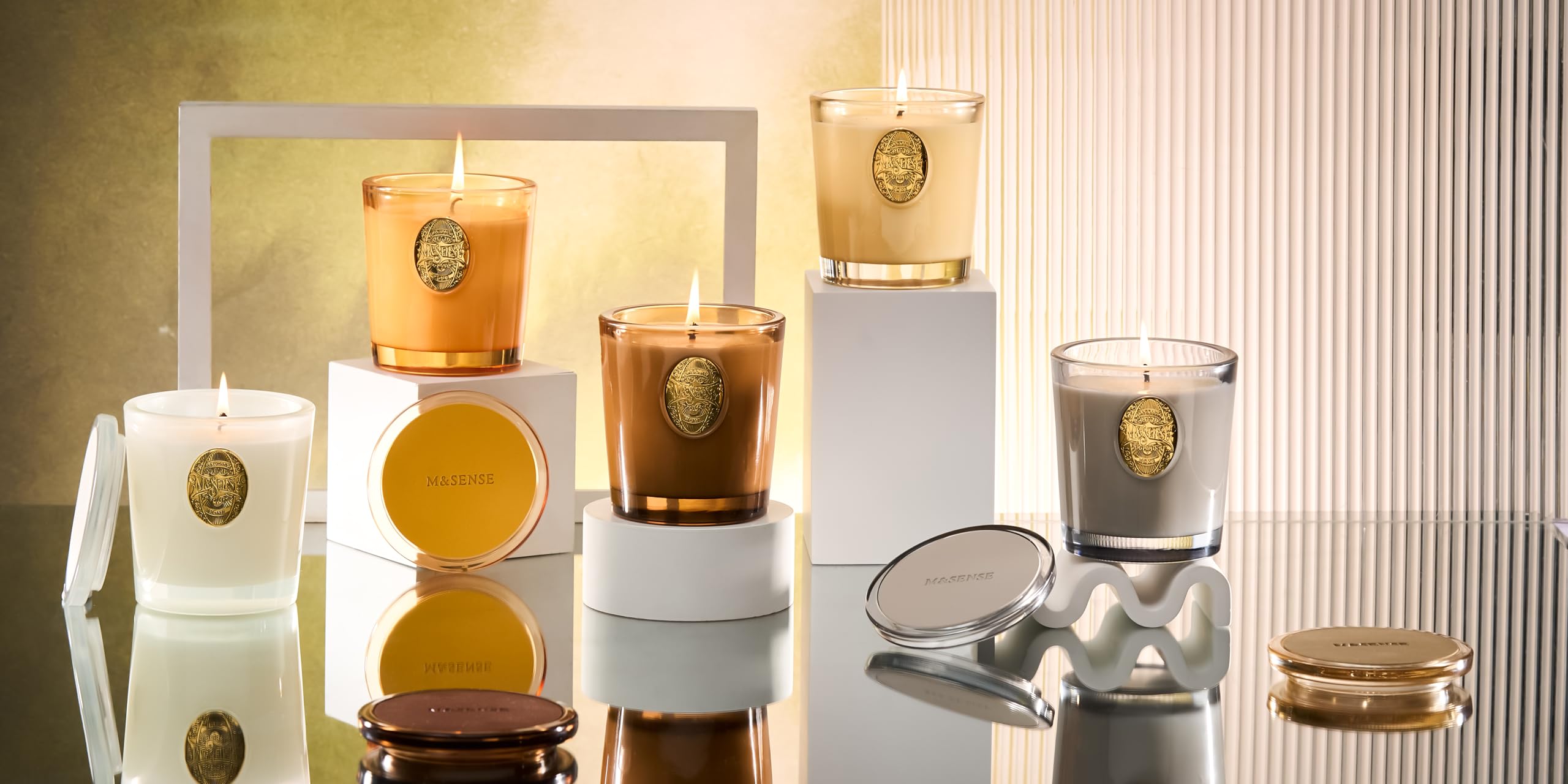Gift-ready M&SENSE Vanilla Dream & White candle packaging