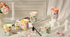 NEW HOME and GREENY LEISURE motifs on candle design