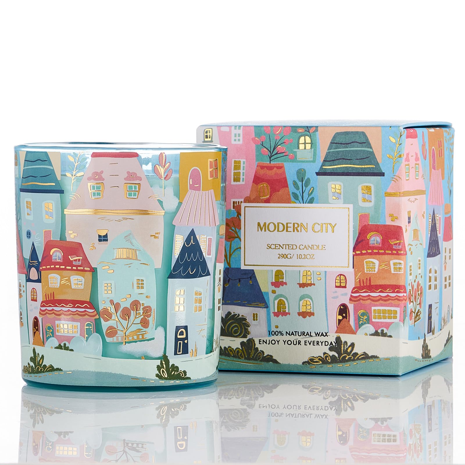 M&SENSE CharmArch New York City Scent candle with hand-drawn modern-architecture surface design