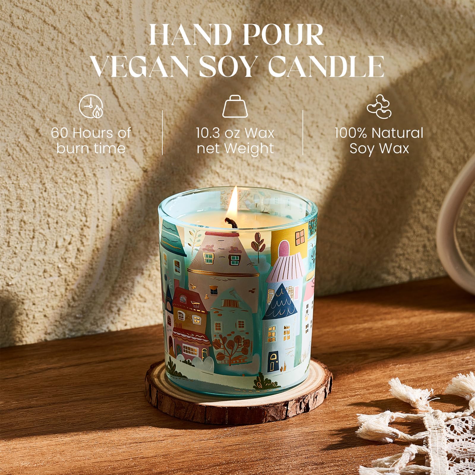 New York City Scent candle label highlight 10.2 oz size and premium essentials