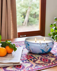 Close-up of three cotton wicks in Ocean Waters candle