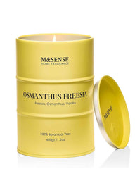 M&SENSE Osmanthus Freesia candle front view in 600g jar
