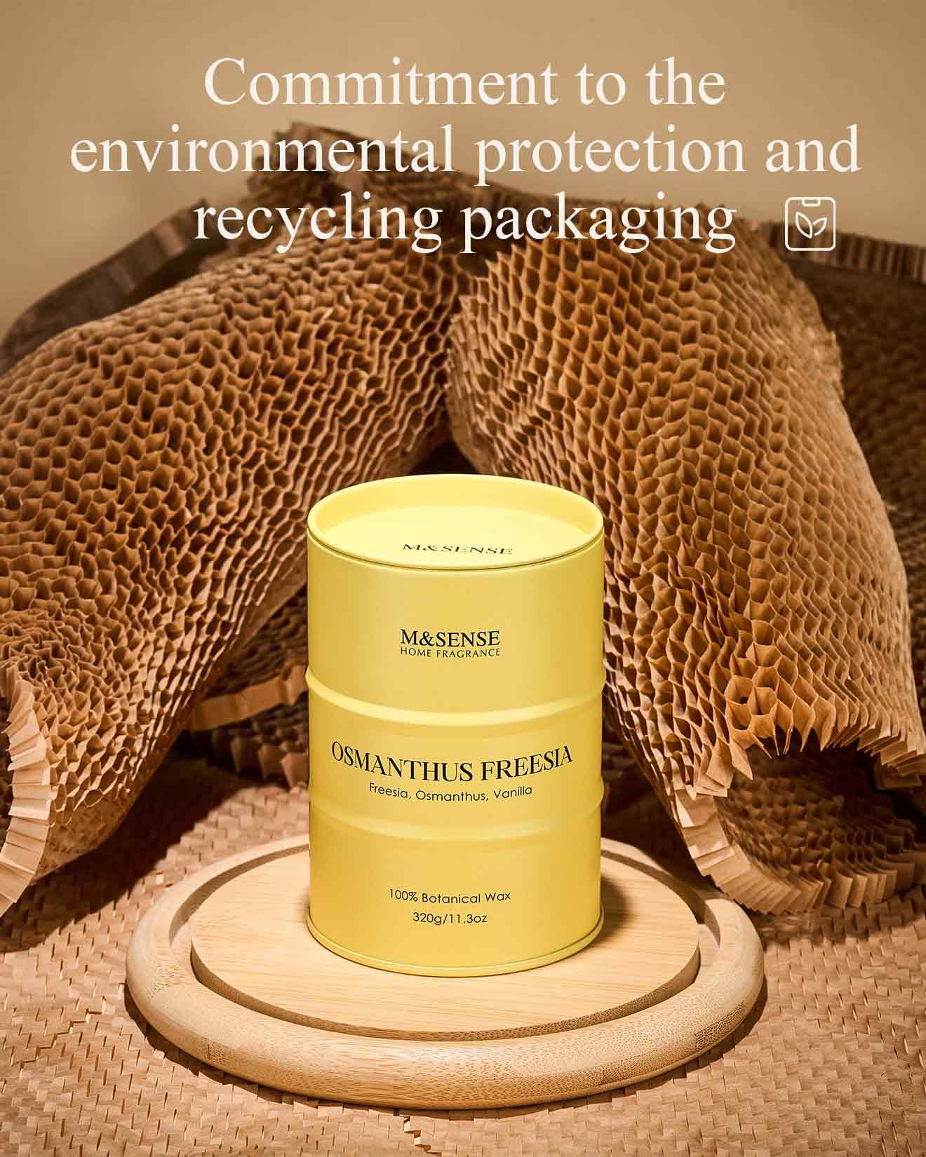 Sustainable materials: vegetable wax and unbleached cotton wick