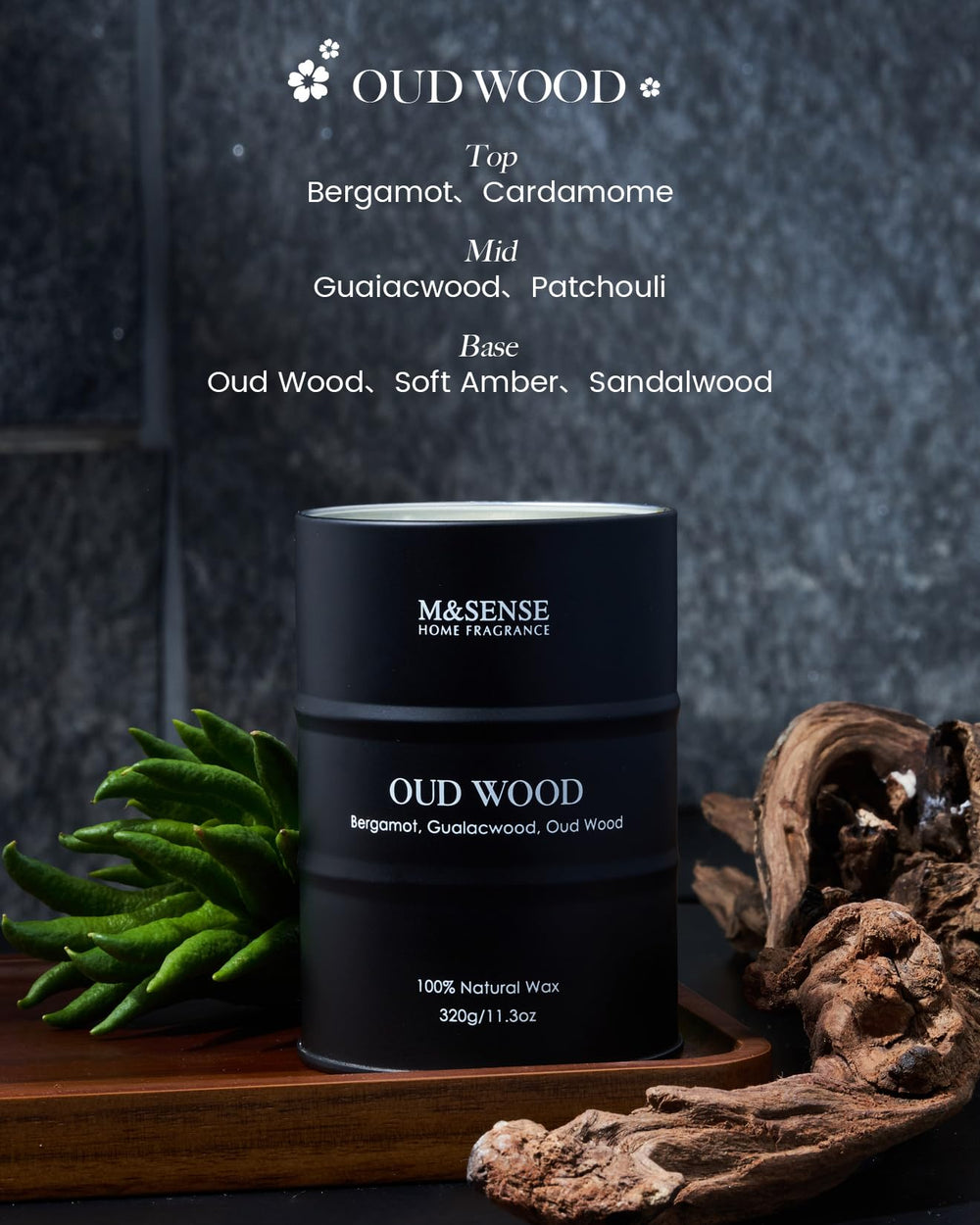 Lead-free cotton wick in Oud Wood candle