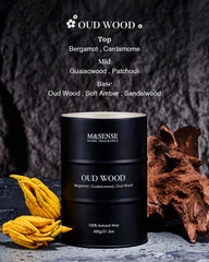 Natural soy wax blend detail of M&SENSE Oud Wood candle