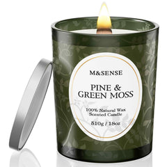 M&SENSE Pine & Moss candle in matte jar with wooden wick