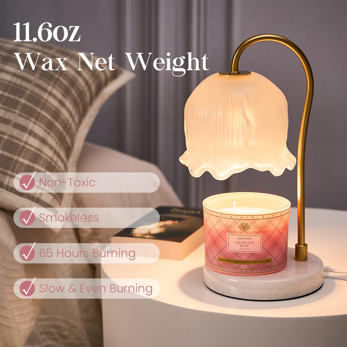 Reusable glass vessel of plaid-pattern candle Saltwater Rose