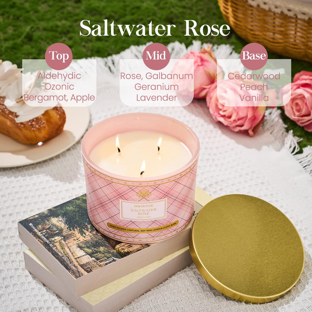 Plaid-pattern candle in a contemporary home decor setting