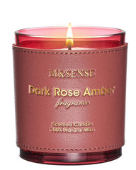 M&SENSE Rose Amber candle with hand-stitched leather sleeve