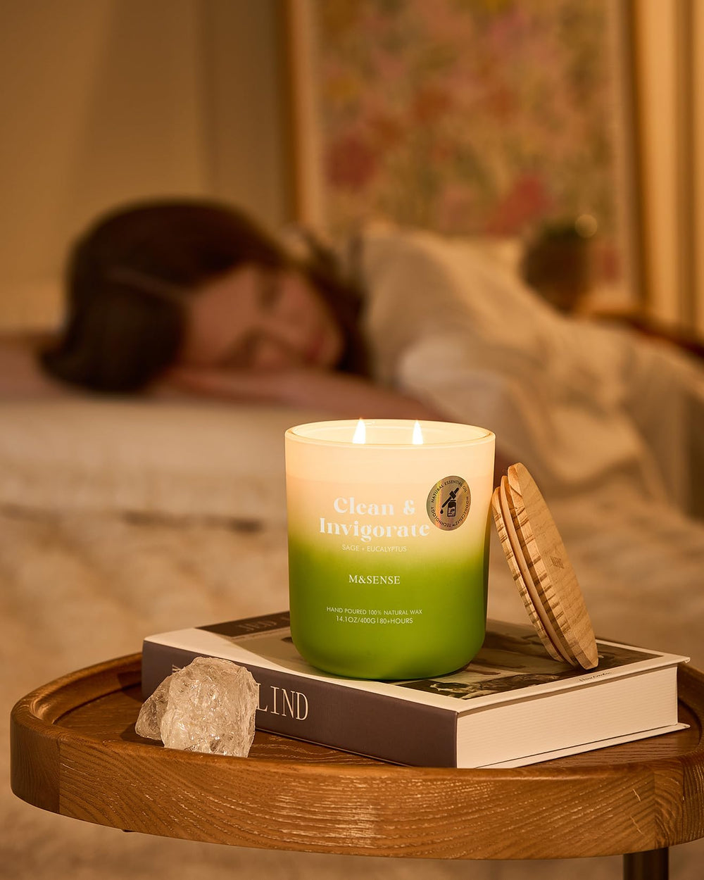 M&SENSE Sage Eucalyptus candle in reusable glass jar