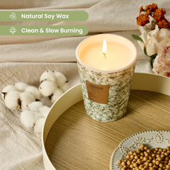 Close-up of the marble-textured candle jar
