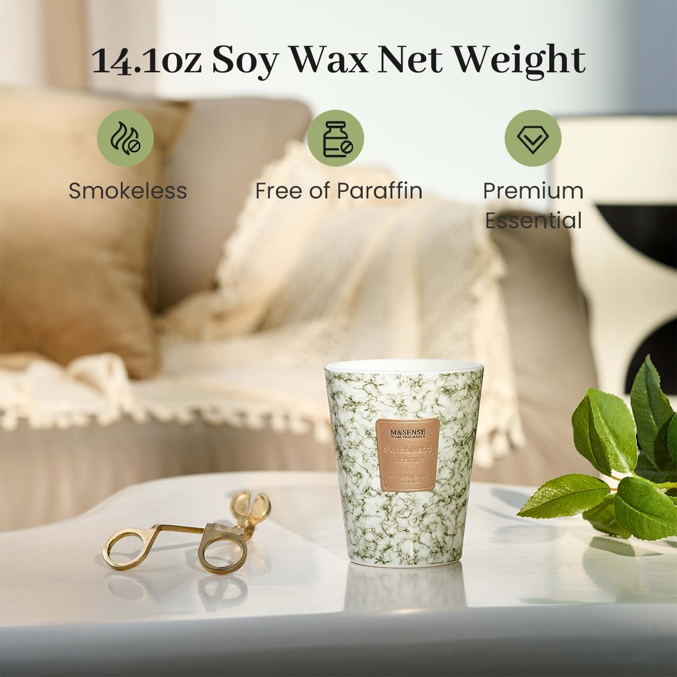 Natural soy wax candle with lead-free wick